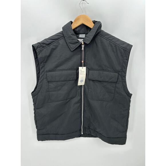 CALIA Vest Women LARGE NWT Pure Black Fashion Full Zip Sleeveless Activewear - Picture 1 of 10